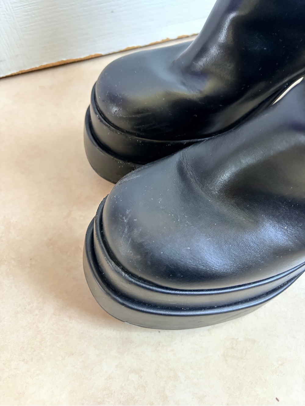 Black Platform Block Heel Ankle Boots - Picture 5 of 7